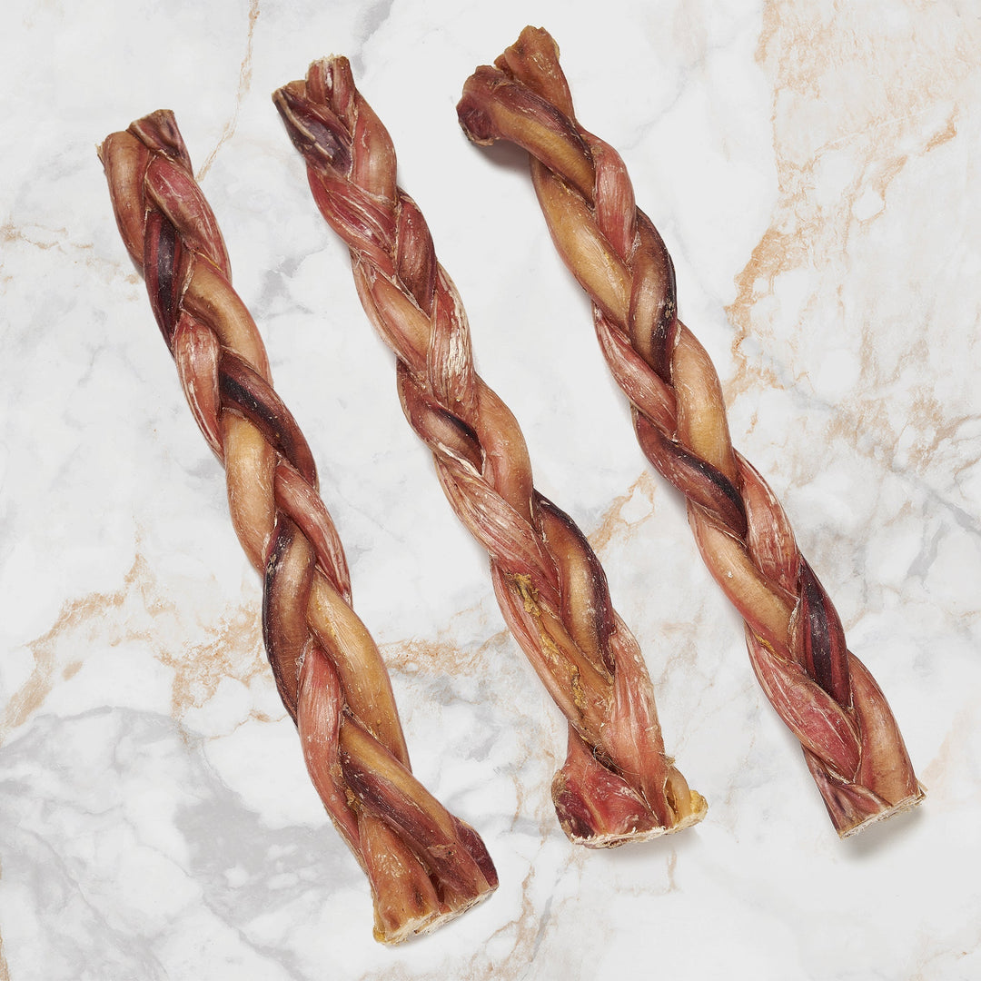thumbnail image 2 of All-Natural 12-Inch Braided Bully Sticks For Dogs (2-Pack) - Grain-Free, High Protein 2 of 3