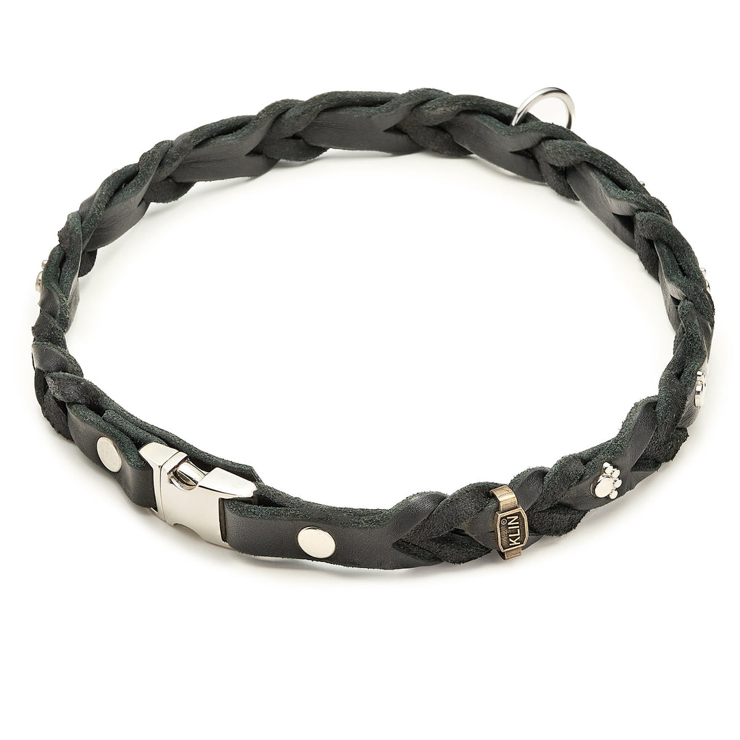 Braided rolled leather dog fashion collar