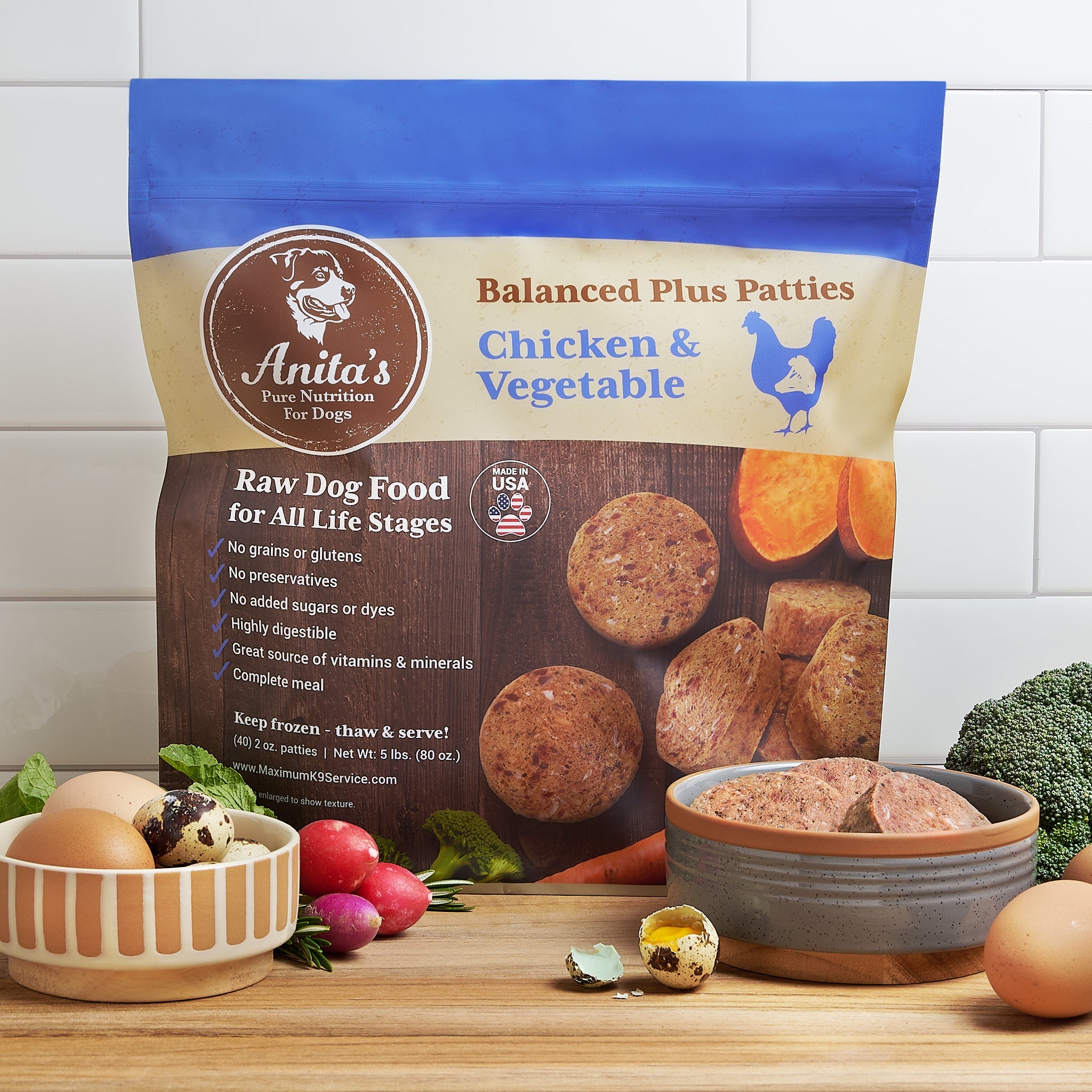 Anita's Pure Nutrition Balanced Plus Patties: Chicken & Vegetable 5 lbs.-Nutrition-K9 Kraving-Maximum K9 Services