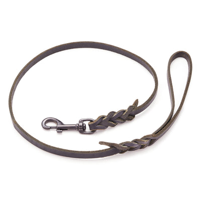 Leather Leash with Braided Ends - 3'--Maximum K9 Services-Maximum K9 Services